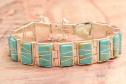 Calvin Begay Genuine Kingman Turquoise Sterling Silver Bracelet